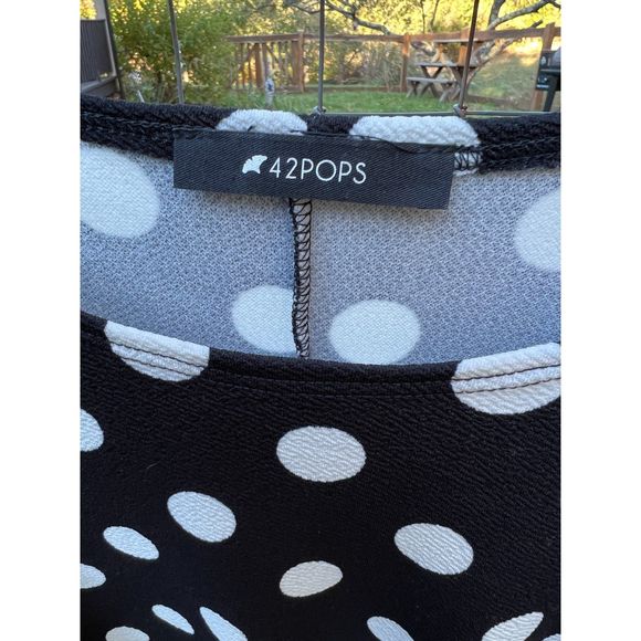 42POPS, Black Polka Dot Pocket Swing Tunic, XL - Picture 5 of 5